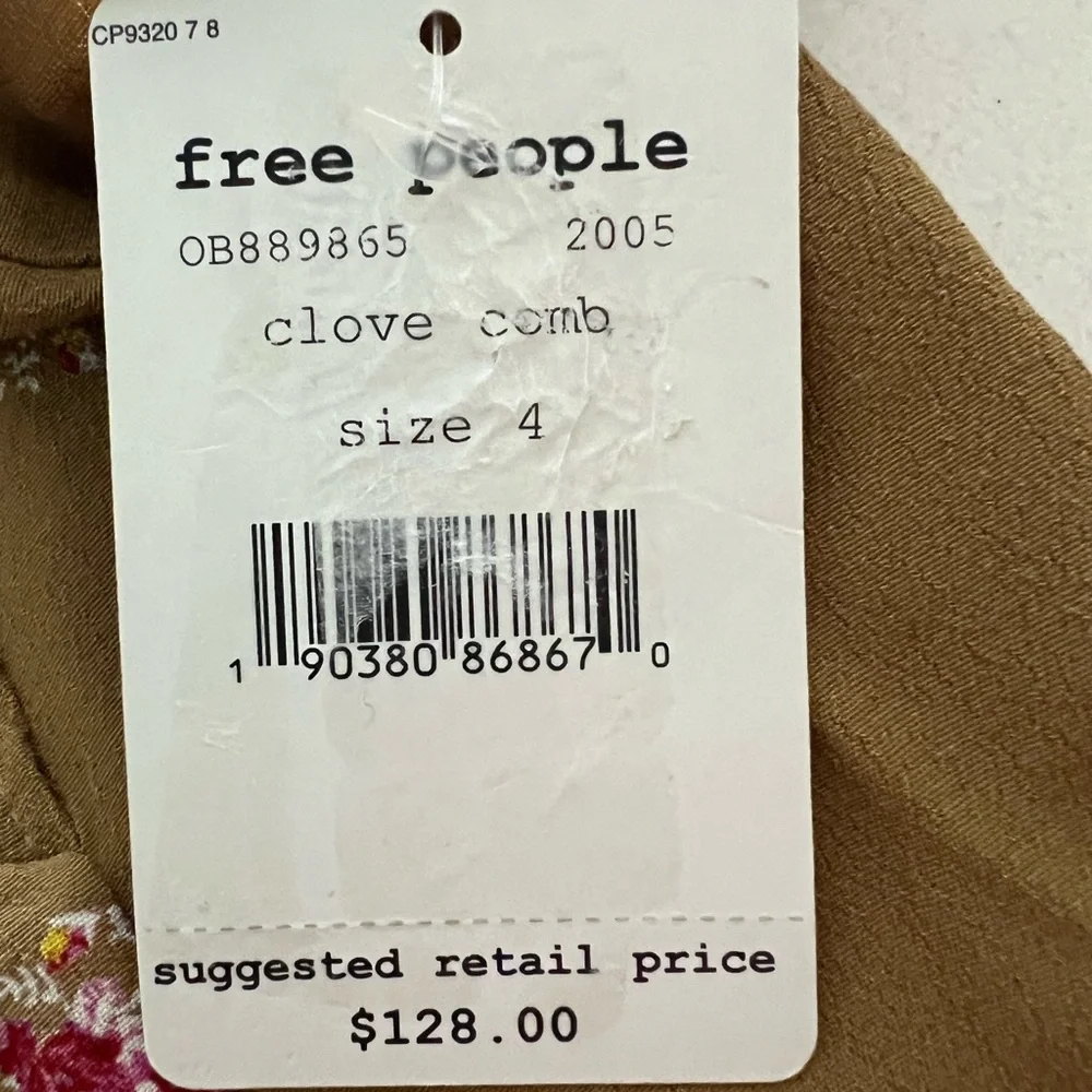 NWT Free People Clove Embroidered Open Back Mini Dress Size 4 MSRP $128 Boho